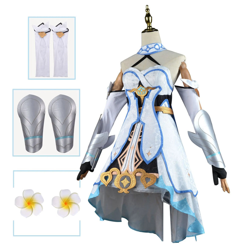 Genshin Impact Lumine Cosplay Costume Game Clothes Genshin Lumine Dress Wig Hair Full Set Outfits Party Costumes