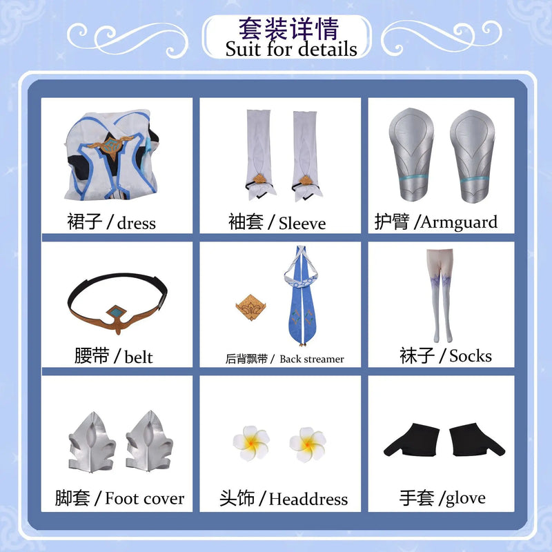 Genshin Impact Lumine Cosplay Costume Game Clothes Genshin Lumine Dress Wig Hair Full Set Outfits Party Costumes