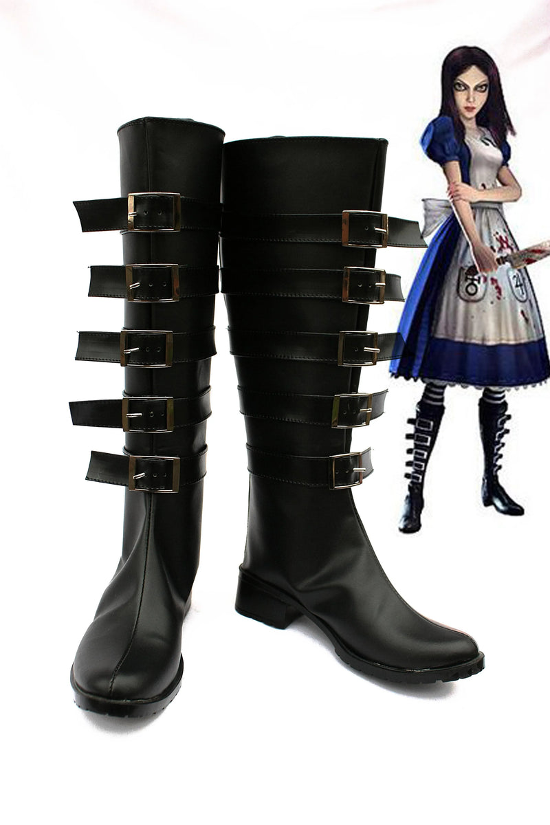 Alice Madness Returns Cosplay Boots para Mulheres, Sapatos de Halloween, Christmas Party Boots, Game Cos, Adulto
