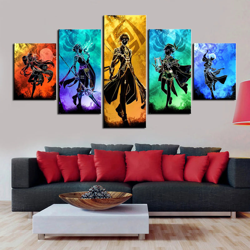 Quadro Genshin Impact 5 Pcs