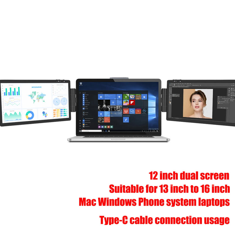 Laptop Dual Monitor Extensor de Tela, IPS LCD, 12 ", 1920x1080, HD, Tela para Macbook, Huawei