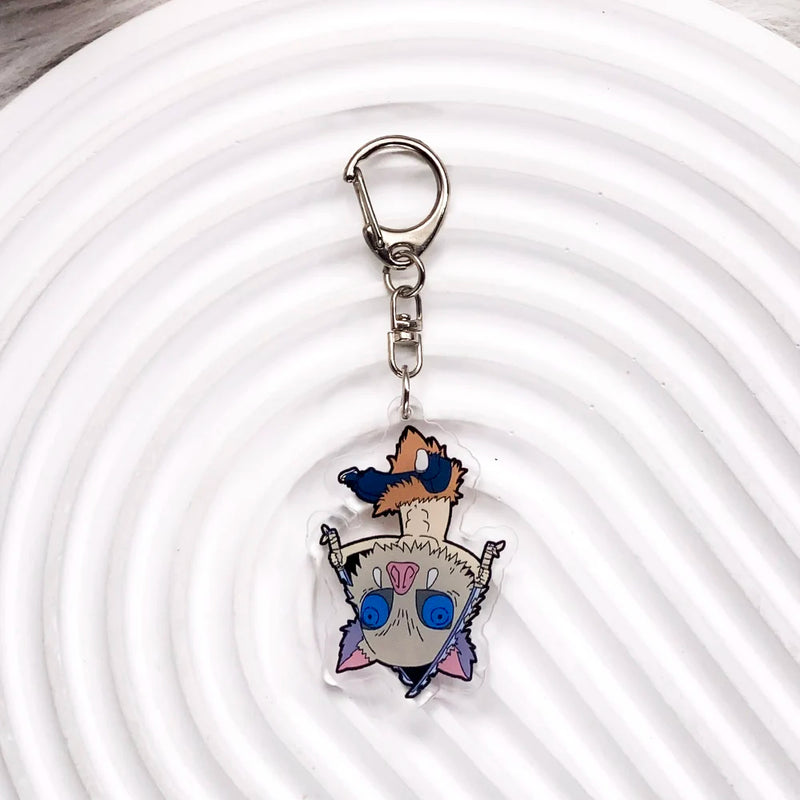 Personagens de anime demon slayer na moda acrílico chaveiro acessórios saco charme criativo mochila pingente chaveiro presentes para amigos