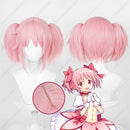 Anime madoka kaname peruca cosplay 30cm rosa rabo de cavalo perucas cabelo sintético resistente ao calor