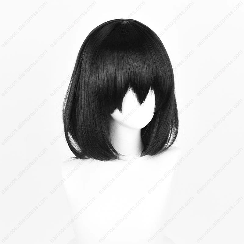 Peruca sintética preta mei misaki, 35cm