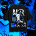 Verão masculino novo bloqueio azul anime camiseta casual moda impressa solta em torno do pescoço camiseta moda masculina/feminina t camisa