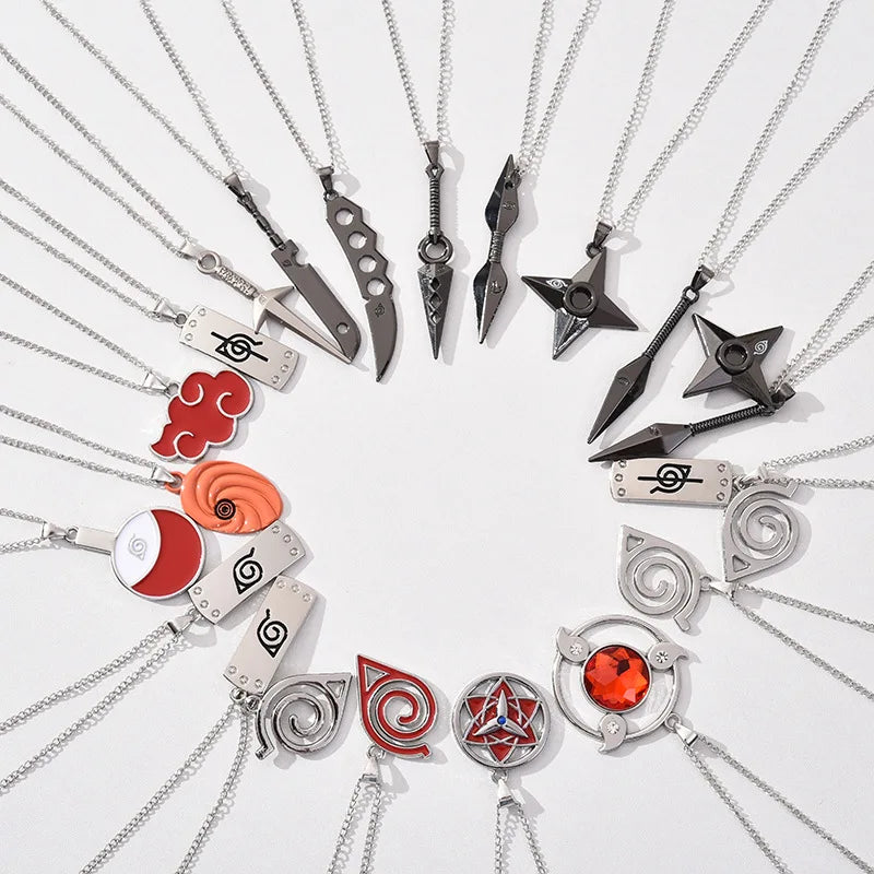 Colar Naruto Necklace Kakashi Kunai Zumaki Shuriken em Metal