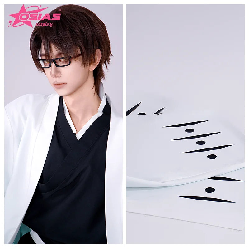 OSIAS Aizen Sousuke Cosplay Conjunto Aizen Sousuke peruca Aizen Sousuke sapatos BLEACH