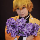 Cosplay zenitsu agatsuma traje feminino Anime demon slayer