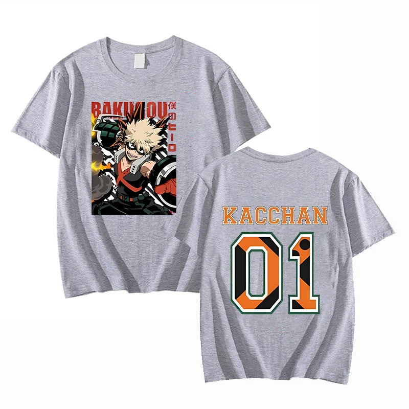 Hot Anime Bakugou Katsuki 01 Printing T-shirt Women Men Fashion Short Sleeve Street Casual Personality Summer T-shirt