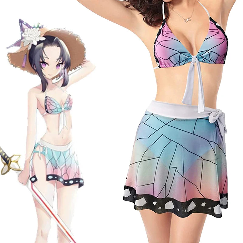 Biquíni Kochou Shinobu Anime demon Slayer, 3 pcs