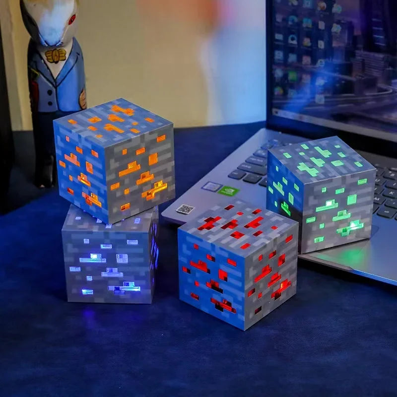 Luminária minecraft block de minério e poção