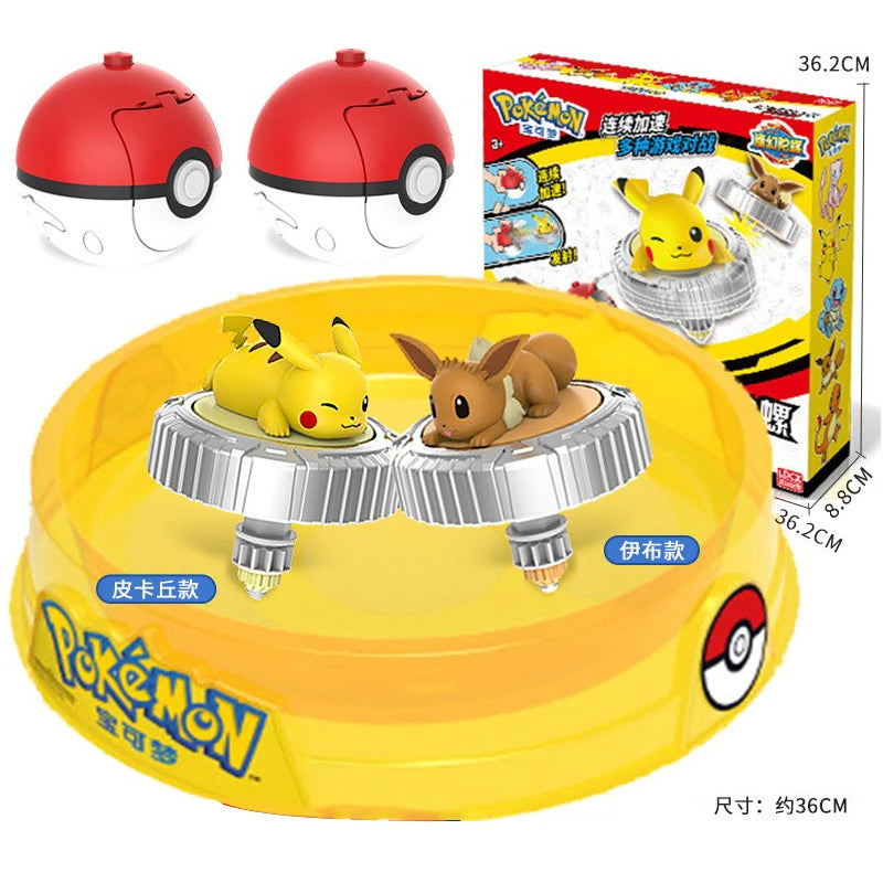 Pião com lançador pikachu/charmander/squirtle/mew/eevee Anime pokemon