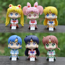 7cm Sailor Moon Anime Figura Tsukino Usagi/Chibiusa/Kino Makoto Figura de ação Marinheiro Marte Júpiter Mercúrio Vênus Estatueta Brinquedo infantil
