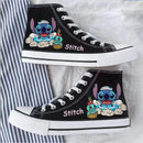 Kawaii disney stitch sapatos de lona de alta qualidade/baixa dos desenhos animados graffiti versátil sapatos esportivos para homens e mulheres moda sapatos planos