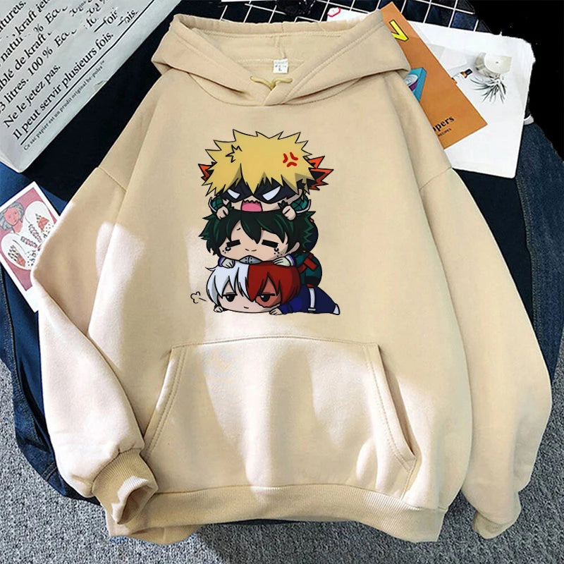 Moletom com capuz feminino Deku Bakugou Katsuki Todoroki Shoto Anime my hero academia