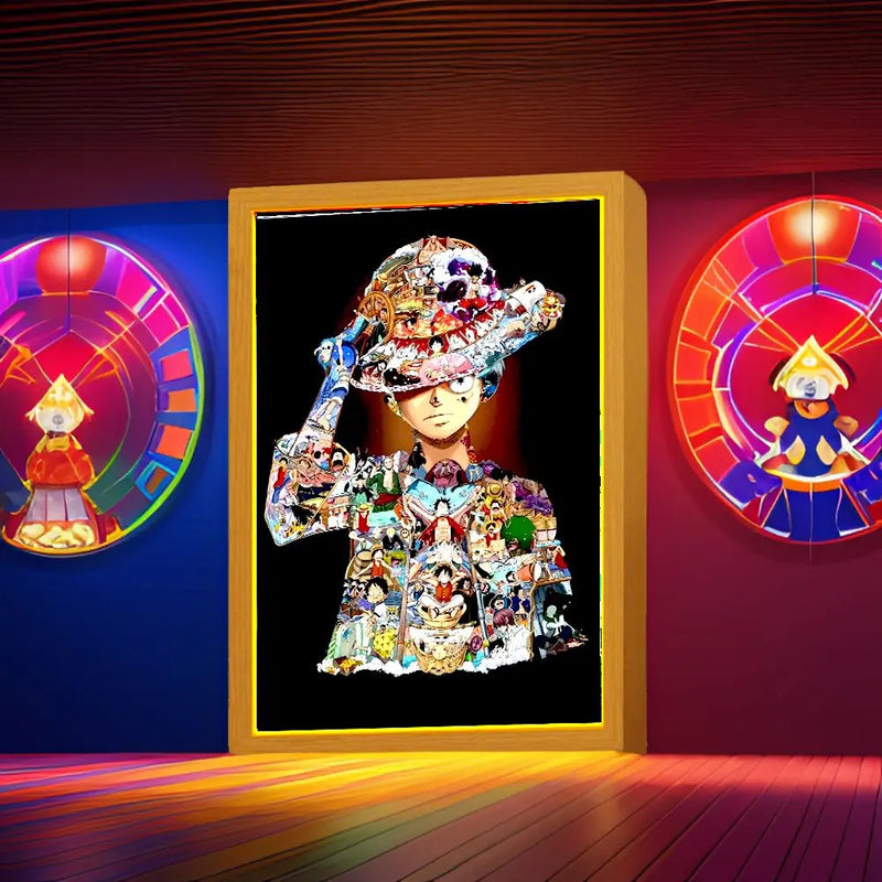 Quadro em led night  Zoro, Luffy Anime One Piece