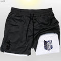 Shorts fitness de compreensão Anime Attack on Titan