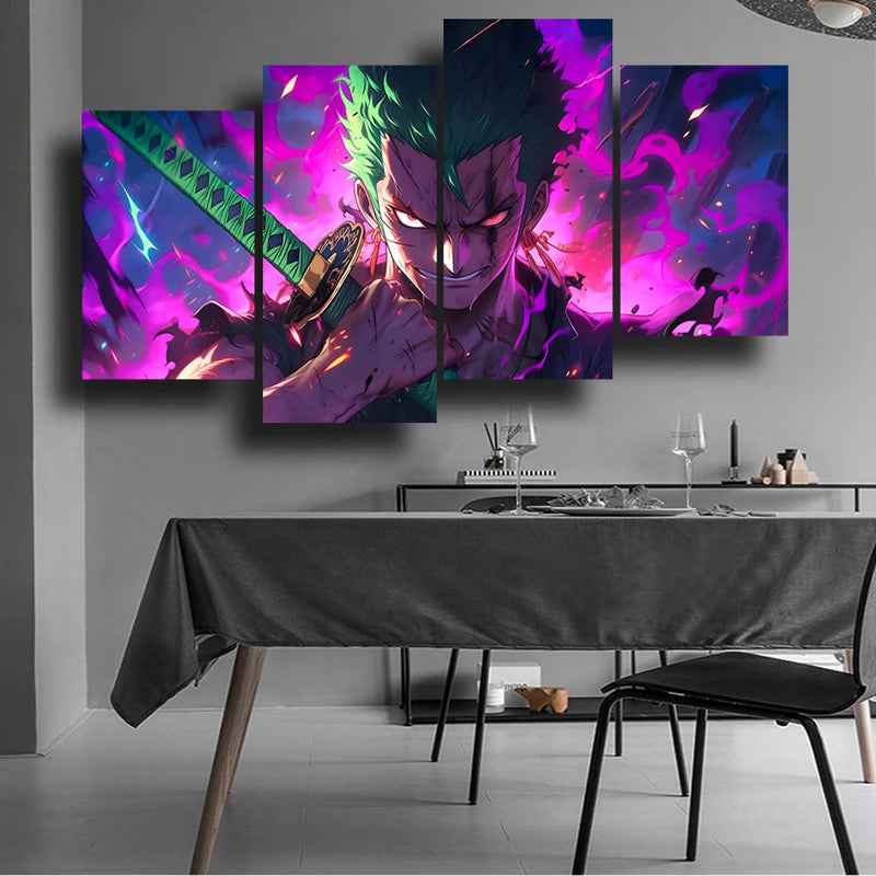 Quadro Zoro Roronoa Anime One Piece 4 Pcs