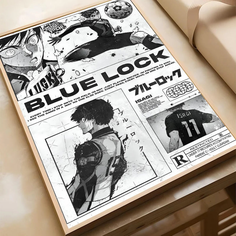 Anime azul bloqueio cartaz cartaz de papel impressão casa sala estar quarto entrada bar café arte pintura decoração
