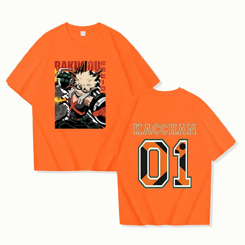 Hot Anime Bakugou Katsuki 01 Printing T-shirt Women Men Fashion Short Sleeve Street Casual Personality Summer T-shirt