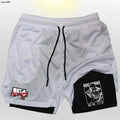 Anime baki hanma shorts masculinos esporte 2 em 1 ginásio jogging treinamento de corrida respirável fitness dupla camada bolso escondido calças curtas