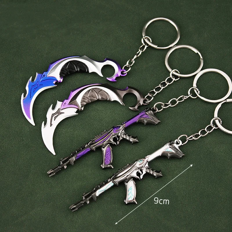 Valorant corpo a corpo reaver 2.0 karambit chaveiro para homem jogo periférico m4 samurai punhal modelo metal chaveiro pingente jóias presente