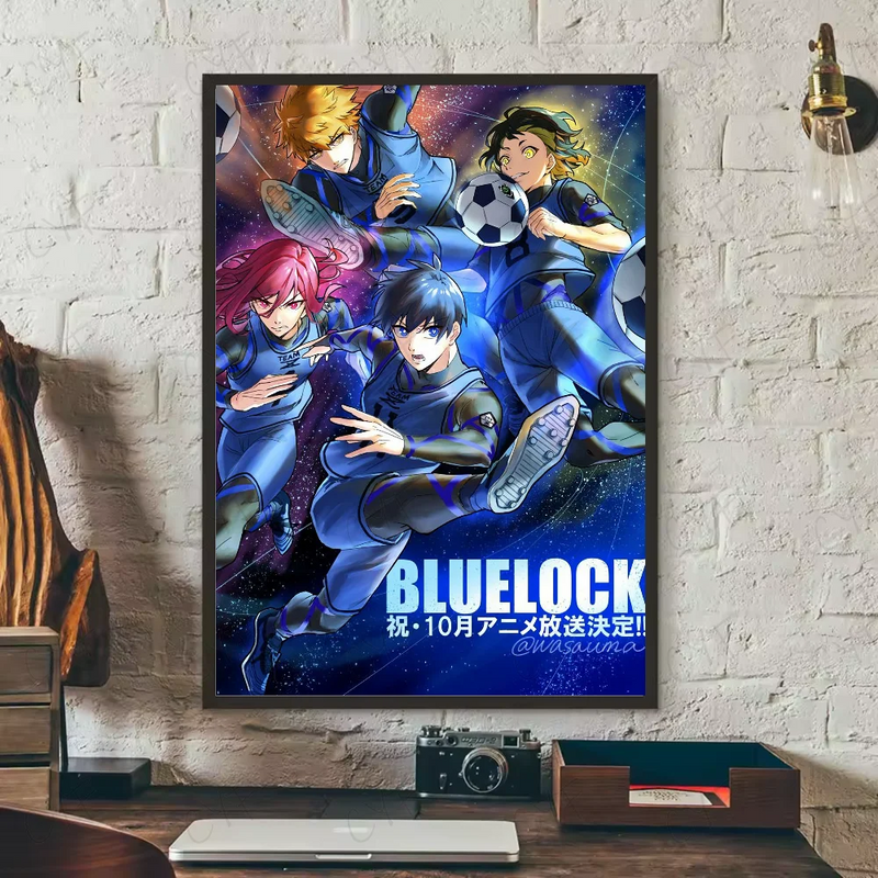 Popular anime japonês azul bloqueio cartaz hd arte pegajosa parede à prova dwaterproof água casa sala de estar quarto barra decoração estética
