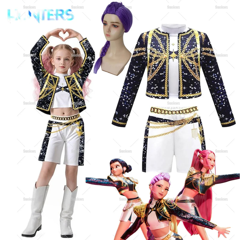 Cosplay rumi, mira & zoey infantil Anime kpop huntrix Demon Hunters