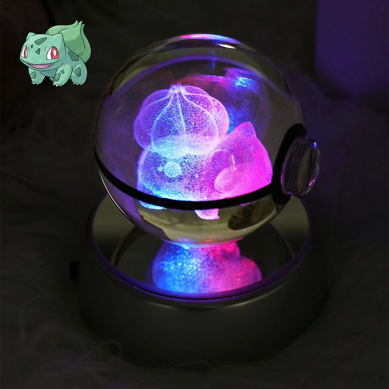 Figura Crystal Ball 3D  Pokeball, Rayquaza, Umbreon, Mew, Gengar, Idéia, Vulpix LeD