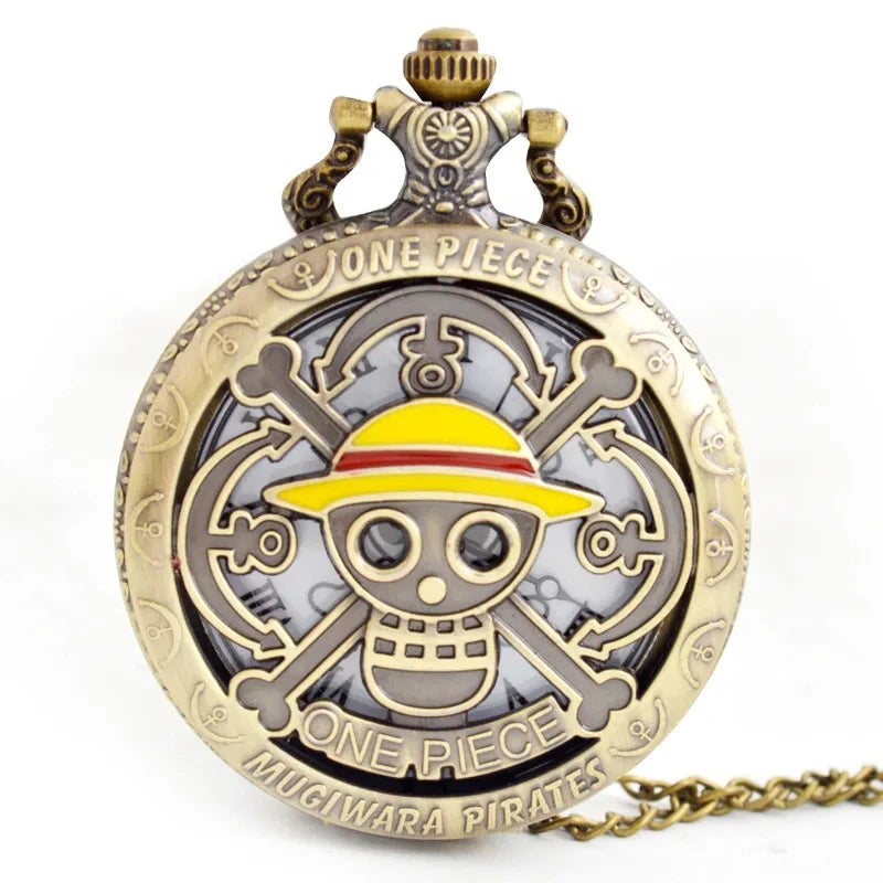 Relógio Retro Flip Pocket Watch Anime One Piece Dragon Ball, Naruto
