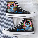 Kawaii disney stitch sapatos de lona de alta qualidade/baixa dos desenhos animados graffiti versátil sapatos esportivos para homens e mulheres moda sapatos planos