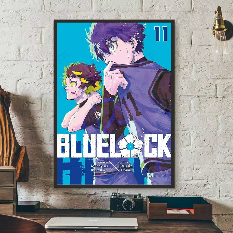 Popular anime japonês azul bloqueio cartaz hd arte pegajosa parede à prova dwaterproof água casa sala de estar quarto barra decoração estética