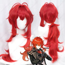 Peruca Diluc Game Genshin Impact, 60cm