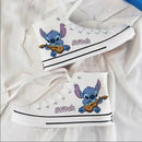 Kawaii disney stitch sapatos de lona de alta qualidade/baixa dos desenhos animados graffiti versátil sapatos esportivos para homens e mulheres moda sapatos planos