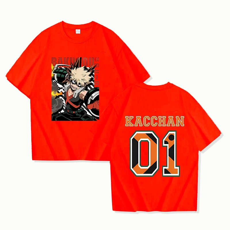 Hot Anime Bakugou Katsuki 01 Printing T-shirt Women Men Fashion Short Sleeve Street Casual Personality Summer T-shirt