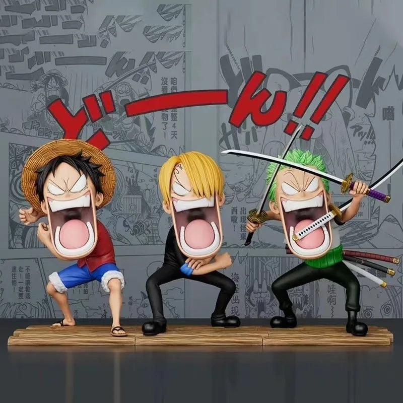 Action figure Capitães, Sanji, Monkey D,Zoro Anime One piece 15 centímetros