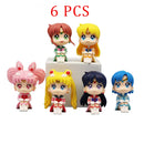 7cm Sailor Moon Anime Figura Tsukino Usagi/Chibiusa/Kino Makoto Figura de ação Marinheiro Marte Júpiter Mercúrio Vênus Estatueta Brinquedo infantil