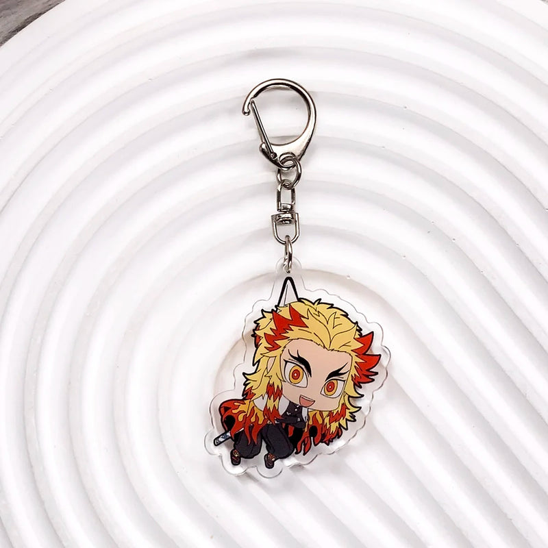 Personagens de anime demon slayer na moda acrílico chaveiro acessórios saco charme criativo mochila pingente chaveiro presentes para amigos