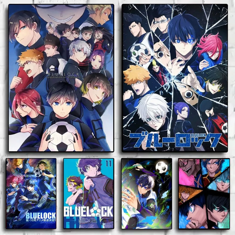 Popular anime japonês azul bloqueio cartaz hd arte pegajosa parede à prova dwaterproof água casa sala de estar quarto barra decoração estética