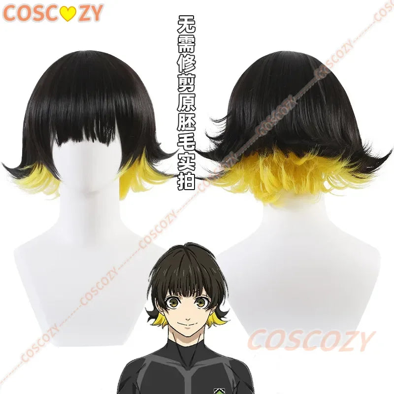 Peruca de Cosplay de  Bachira, Meguru, Hyoma, Chigiri, Nagi, Seishirou, Isagi, Yoichi, Mikage, Reo, Se, Itoshi, Kunigami Anime Blue Lock