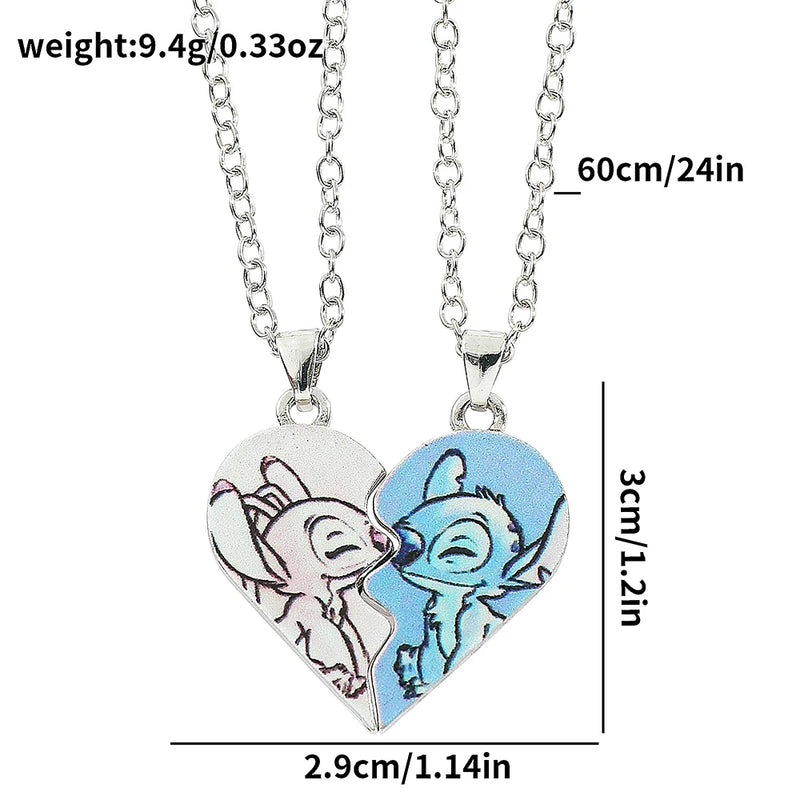 Colar de coração Disney lilo & Stitch para casal