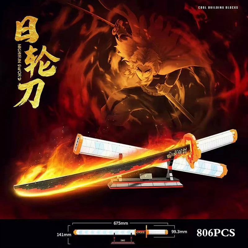 Katana demon slayer kamado tanjirou katana nichirin Moc 1478 pçs