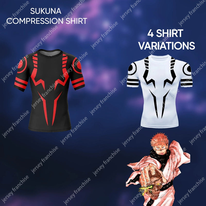 Camiseta de compressão 3D anime Jujutsu Kaisen masculina