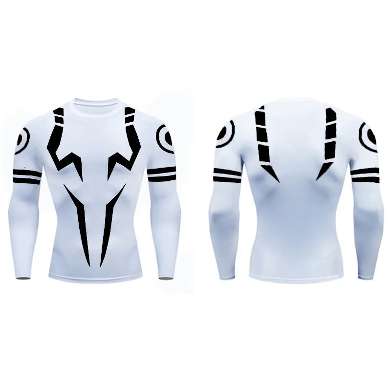 Camiseta de compressão Sukuna 3D com manga comprida Anime jujutsu kaisen