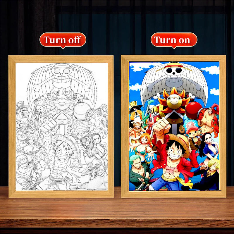 Quadro em led night  Zoro, Luffy Anime One Piece
