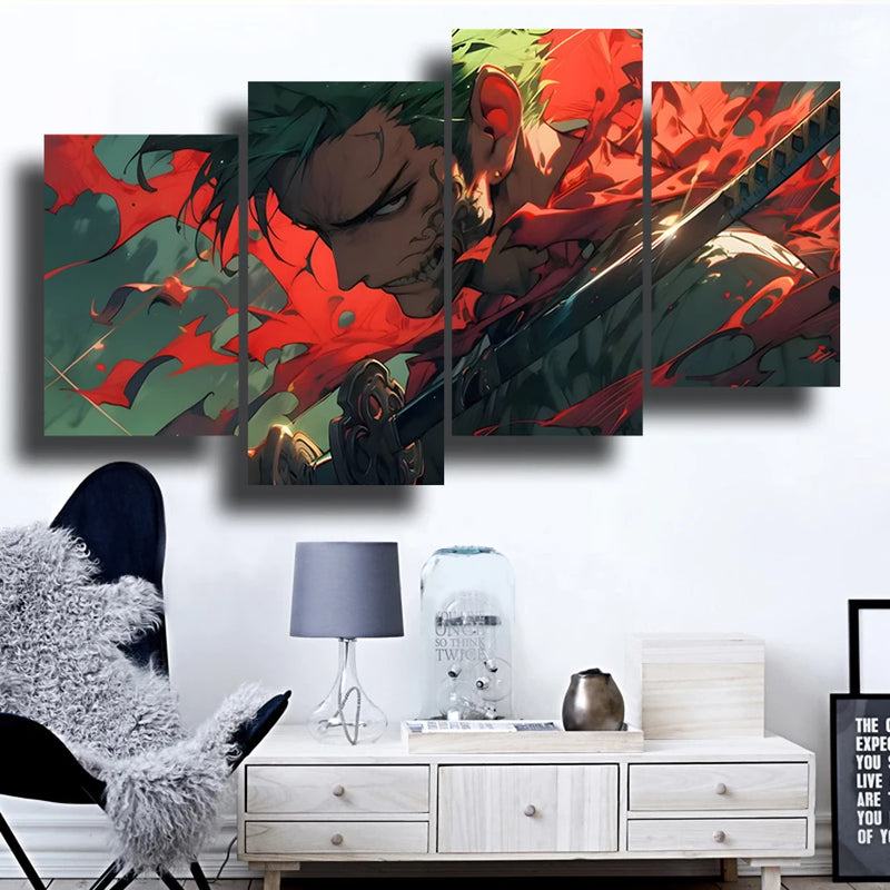 Quadro Zoro Roronoa Anime One Piece 4 Pcs