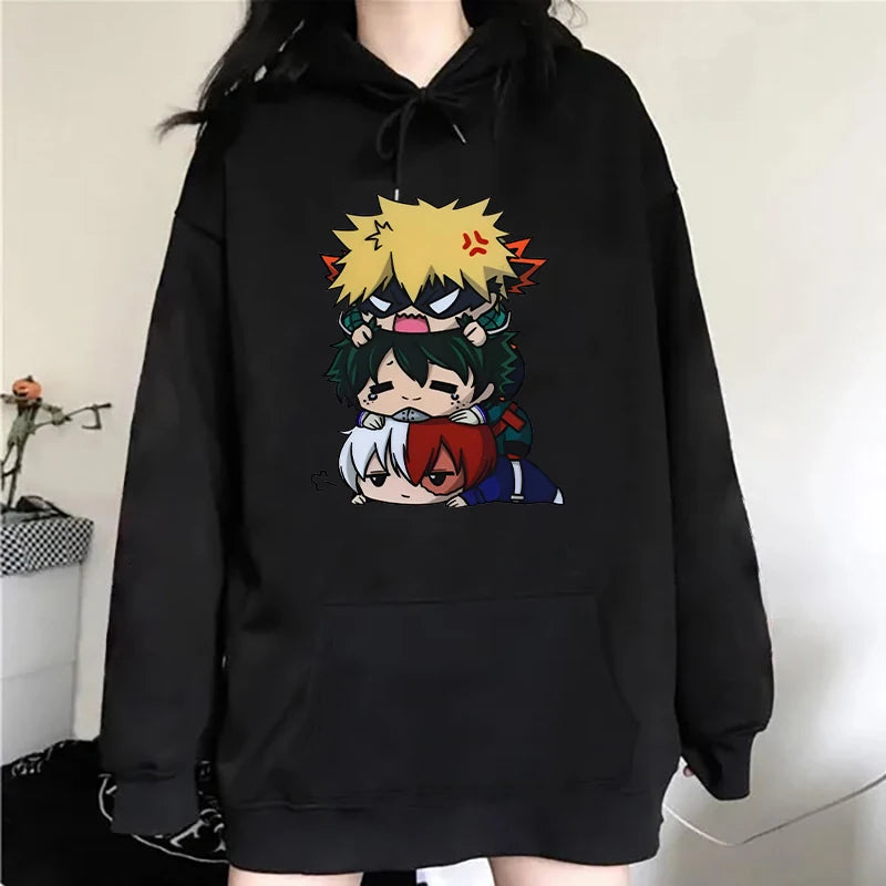 Moletom com capuz feminino Deku Bakugou Katsuki Todoroki Shoto Anime my hero academia