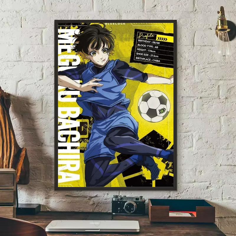 Popular anime japonês azul bloqueio cartaz hd arte pegajosa parede à prova dwaterproof água casa sala de estar quarto barra decoração estética