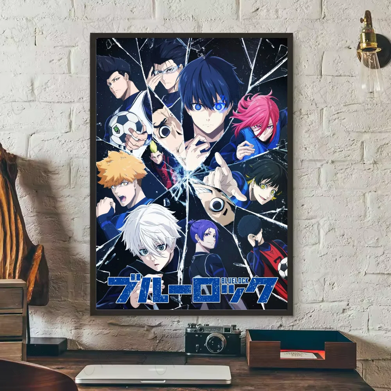Popular anime japonês azul bloqueio cartaz hd arte pegajosa parede à prova dwaterproof água casa sala de estar quarto barra decoração estética