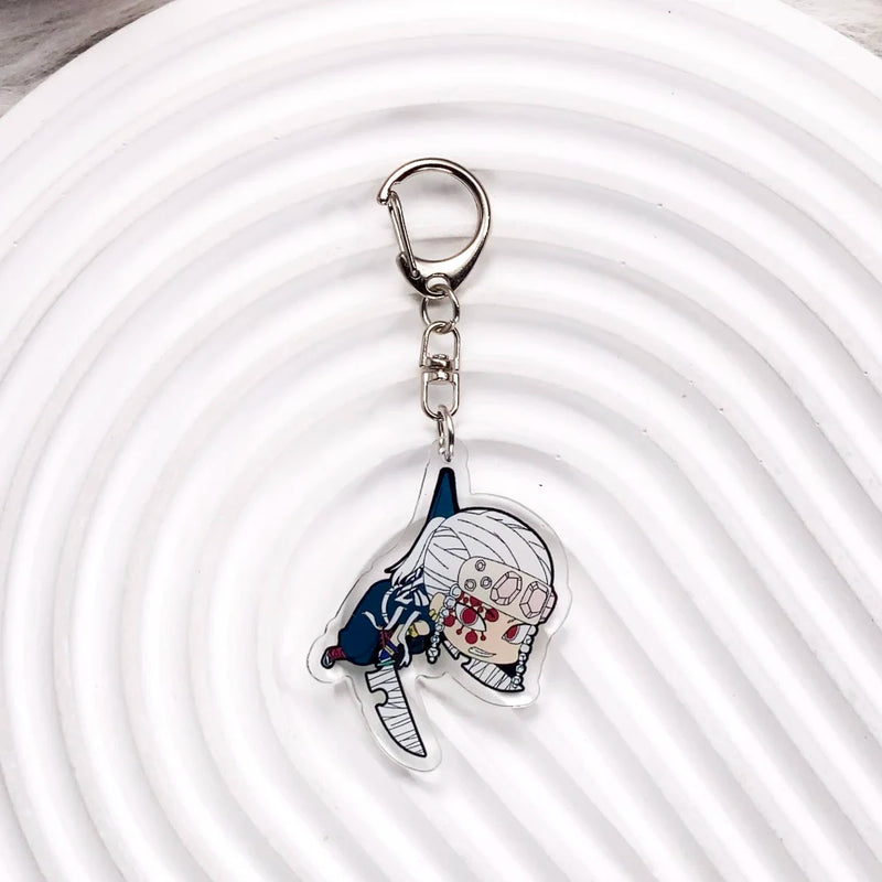 Personagens de anime demon slayer na moda acrílico chaveiro acessórios saco charme criativo mochila pingente chaveiro presentes para amigos